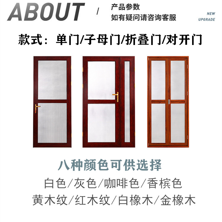 武汉定制304不锈刚金刚网纱门窗平开推拉式折叠铝合金纱带锁防盗 - 图3