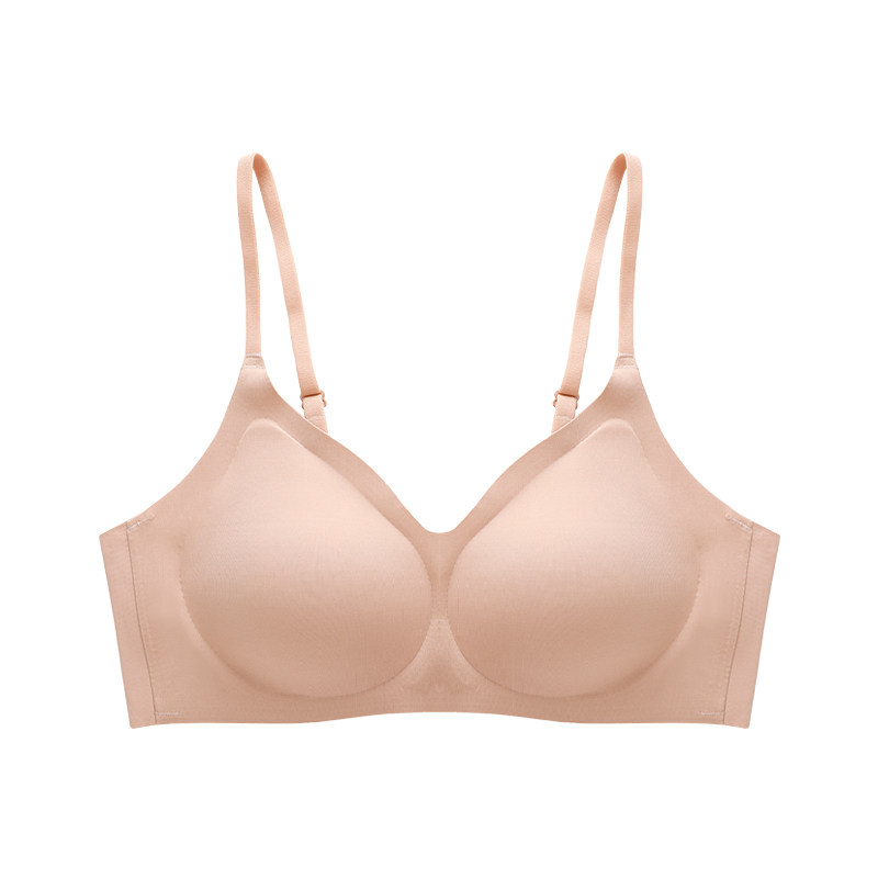 一片式女无钢圈收副乳冰丝光面内衣 北极绒聚点文胸