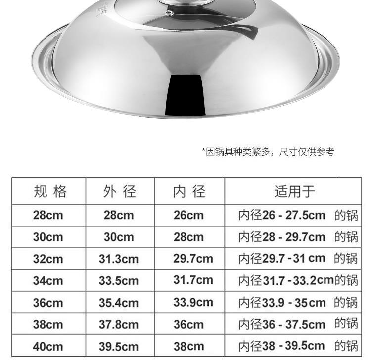 玻璃28CM-40CM锅盖大锅盖防爆盖可立不锈钢盖炒锅把无磁平底可视-图0