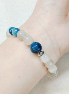 白月光蓝磷石手串8mm闺蜜手链ins爆款情侣高颜值手饰品生日礼物