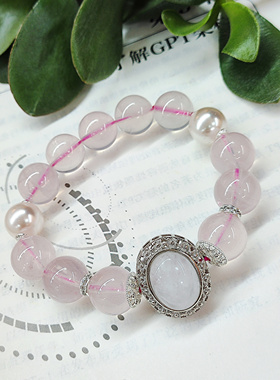 粉晶魔盒手串ins风14mm少女轻奢招桃花好运手链本命大气高级饰品