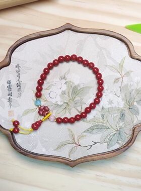 朱砂葫芦手串6mm本命年红色转运手链古风花朵女生高颜值新款饰品