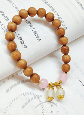 芭比檀香琉璃手串幸运手链不掉色diy弹力粉色女生佩戴学生版首饰