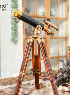 中古风黄铜望远镜桌面摆件