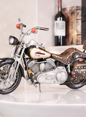 复古工业风铁艺摩托车装饰摆件