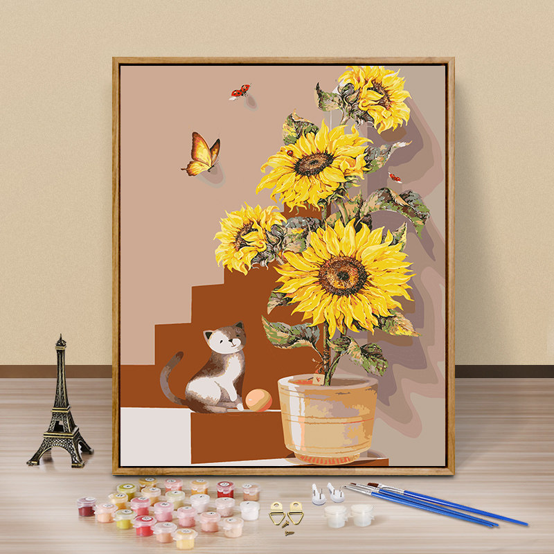 diy数字油画手绘手工填色数码油彩画客厅动漫人物风景花卉装饰画_虎窝淘