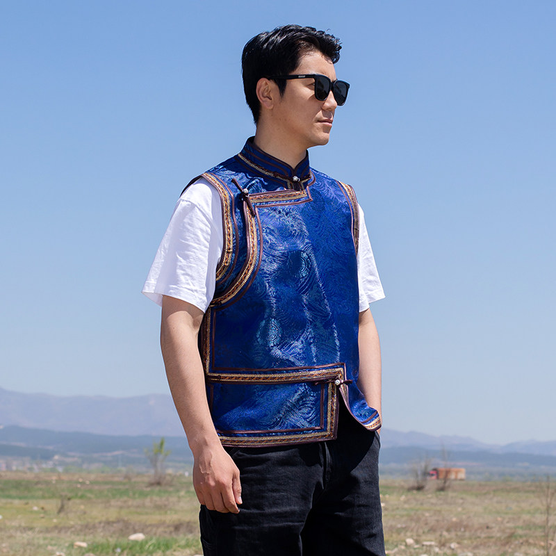 蒙美人蒙古元素马甲男立领少数民族新品蒙古族服装传统马夹短款,淘宝优惠券,粉丝福利购,淘宝优惠卷