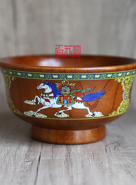 五彩八吉祥手工漆器高脚米饭碗