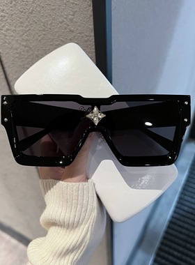 眼镜大框连体潮人太阳镜个性镶钻方形墨镜男女