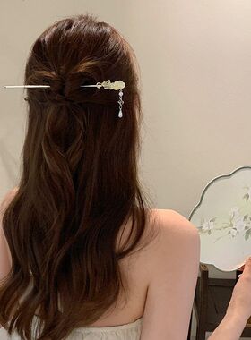 发簪步摇花朵发簪女盘现代旗袍古风子头饰汉服流苏新中式发钗简约