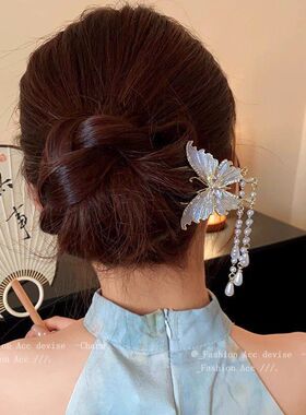 盘发高级感簪子女发簪珍珠发钗神器头饰u2025型新中式后脑勺新款
