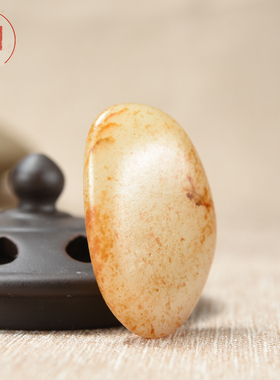 雪玉轩天然玉石摆件新疆和田玉籽料黄沁洒金皮无修原石独籽手把件