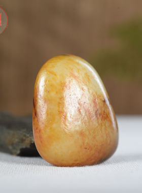 润芯玉天然玉石摆件新疆和田玉籽料黄沁洒金皮无修型原石手把件