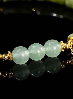 民族风珠宝天然南方玉竹节金属竹叶手链时尚复古中国风女生手饰