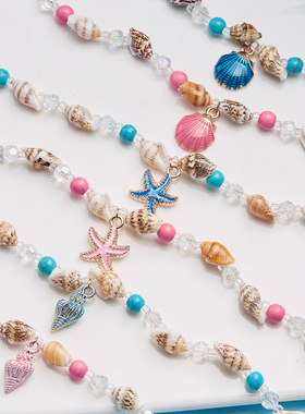 欧美跨境速卖热销沙滩脚饰海洋风款女式时尚海螺米珠贝壳项链手链
