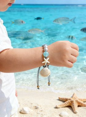 时尚新款小清新天然海螺仿海星手链百搭海洋沙滩饰品儿童旅游文创
