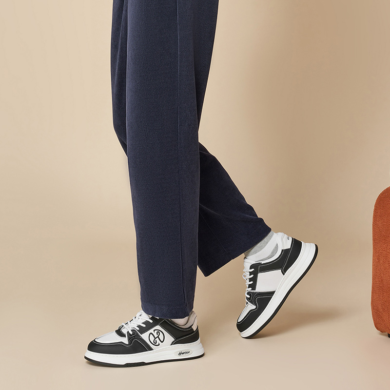 哈森男鞋秋季休闲板鞋鞋子男2025新款软底运动鞋百搭增高小白鞋男 - 图3