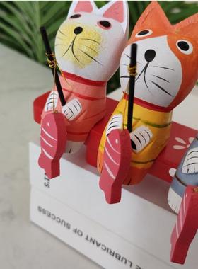 地中海风装饰套小猫钓鱼桌面摆件