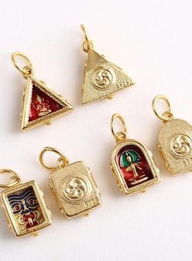 925银镀金烧蓝黄财神侧挂吊牌