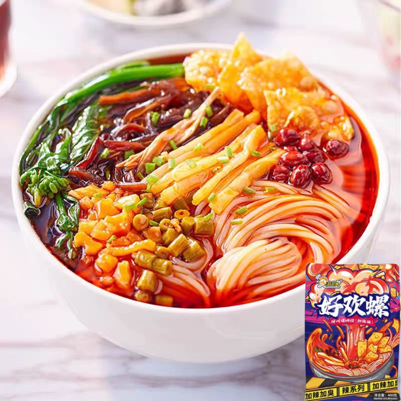 好欢螺加辣加臭螺蛳粉400g*5袋广西柳州特产原味牛骨螺丝粉腐竹粉 - 图0
