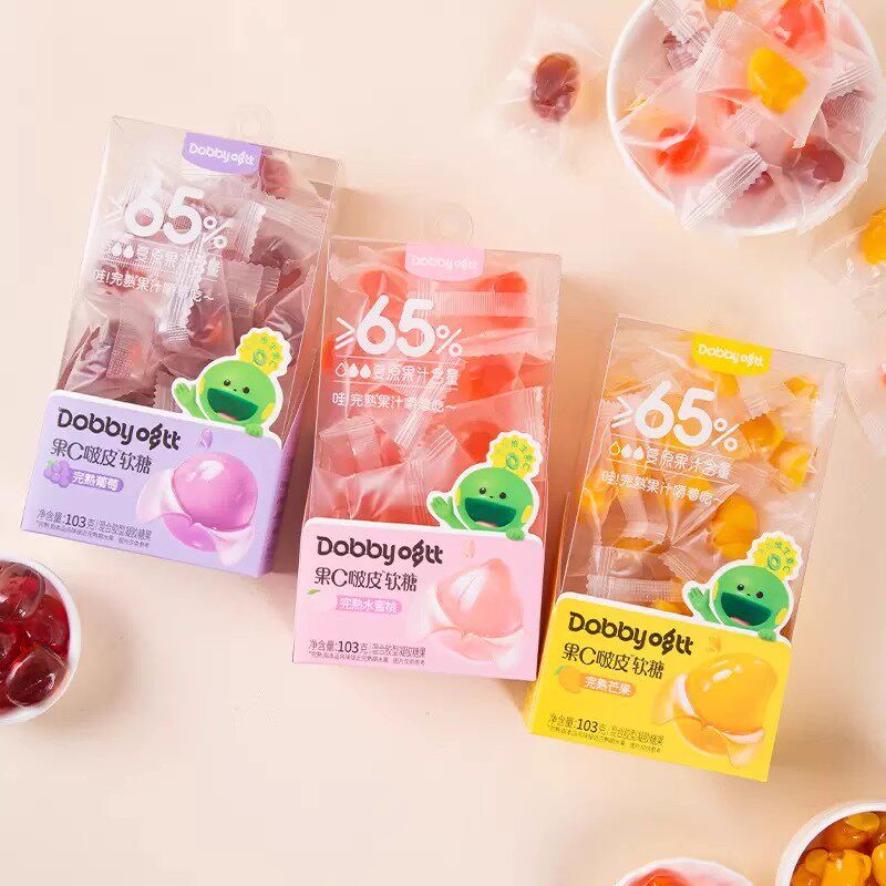 Dobby哆比果C啵皮完熟果汁软糖103g扒皮夹心剥皮软糖喜糖水果糖 - 图1