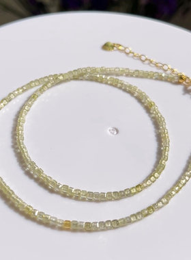 天然锆石多色紫水晶项链女薰衣草东散珠子吊坠方糖锁骨链颈链