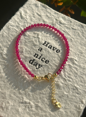 2mm切面红宝石手链女款单圈时尚百搭小众爆款