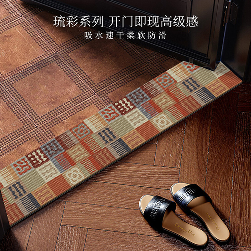 Retro threshold stone floor mat window sill entry door kitchen ultra-narrow strip carpet wash-free bathroom absorbent foot mat