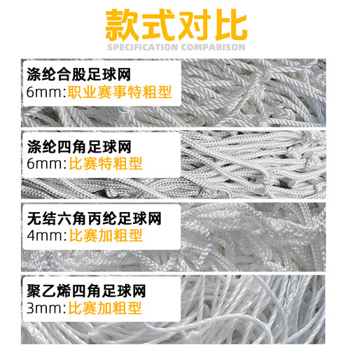 加粗球网足球标准五人制比赛球门网七人制十一人制龙门架足球球网 - 图2