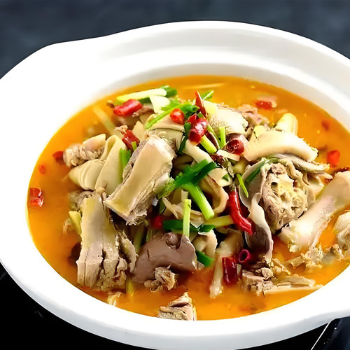 周道鹅馆肉汤分离固始鹅块鹅杂火锅固始土特产汗鹅块大份600g鹅肉 - 图1