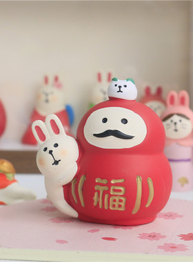 日式2023生肖兔年祝福摆件