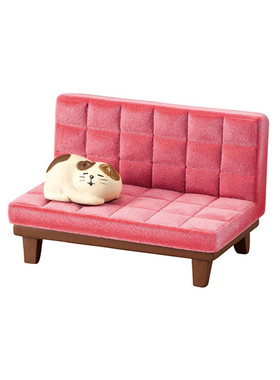 日系三花猫粉色沙发手机支架摆件