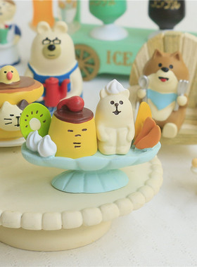 日式咖啡店猫咪熊老板微缩摆件