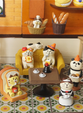 日系猫咪面包店小摆件蛋糕装饰