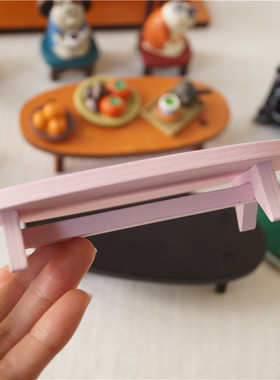 日式木质小桌子DIY摆件实木圆桌