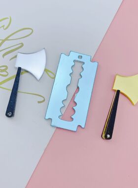 亚克力创意微缩镜面刀片斧头挂件 DIY耳环项链钥匙扣饰品挂件材料