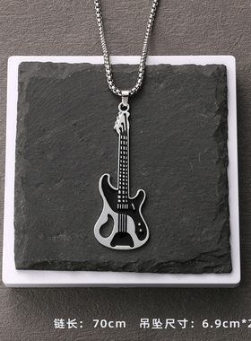吊坠饰品配件ins女潮流乐器韩版摇滚个性嘻哈男滴油吉他项链合金