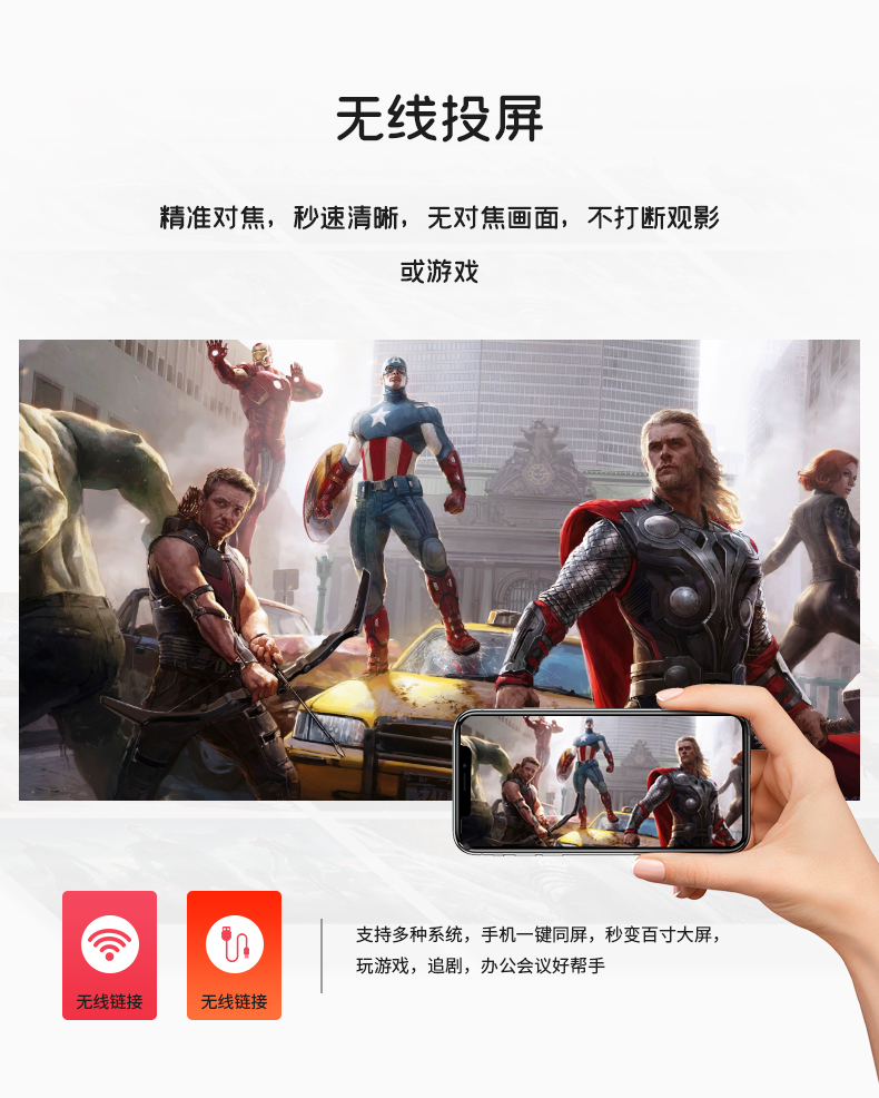 家用便携安卓智能WIFI蓝牙迷你微型投影仪内置HDMI/USB/音频接口 - 图2