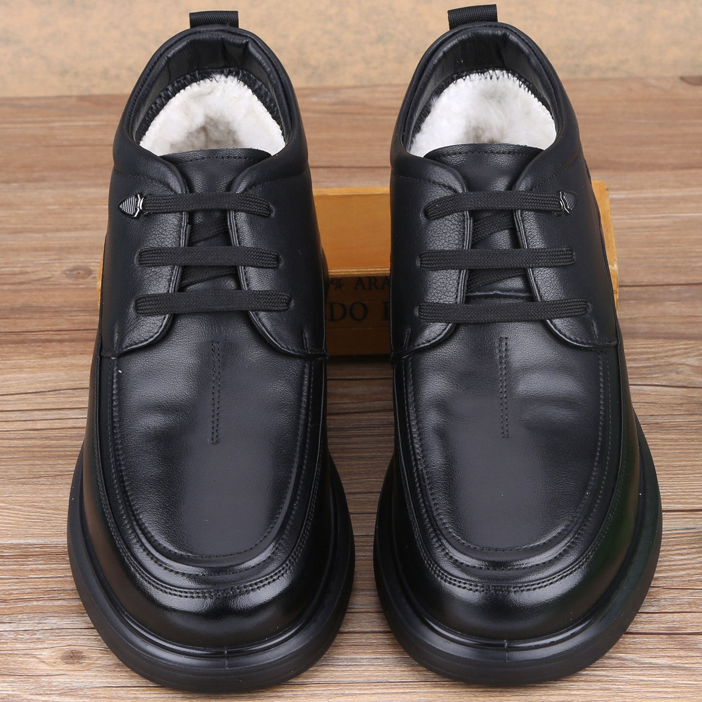 冬季新款大码男棉鞋保暖羊毛皮毛一体款厚底45 46 47码防滑系带,淘宝优惠券,粉丝福利购,淘宝优惠卷