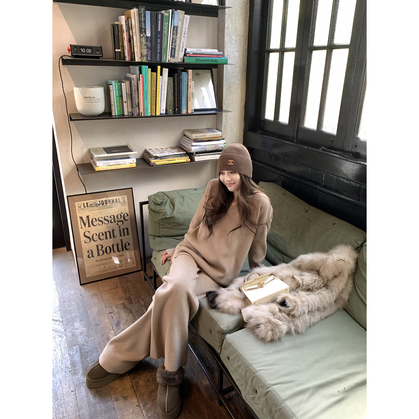 NanaByNana【格调伦敦】华夫格针织衫套装女冬季宽松阔腿裤两件套,淘宝优惠券,粉丝福利购,淘宝优惠卷