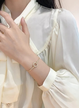 小众纯银锆石可调节高级韩版手环