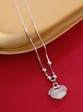 s925纯银项链女韩版潮ins长命锁