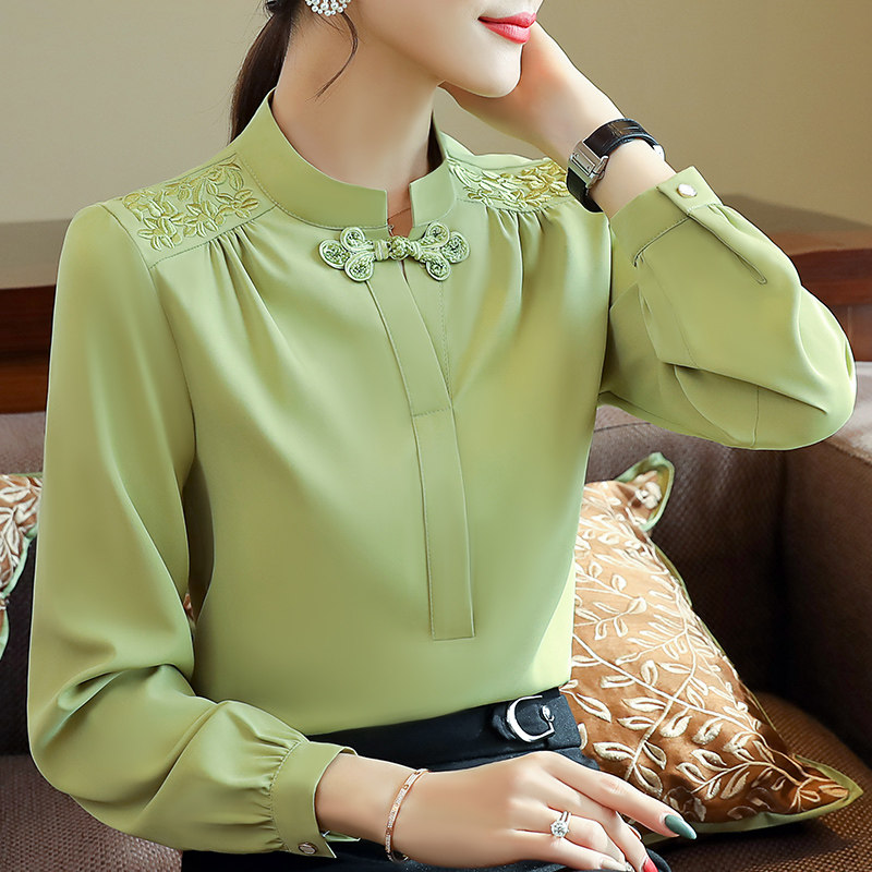 加绒2020冬季新款小衫立领雪纺衫 香菲丽莎蕾丝衫/雪纺衫