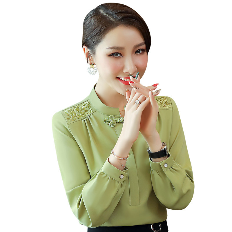 加绒2020冬季新款小衫立领雪纺衫 香菲丽莎蕾丝衫/雪纺衫