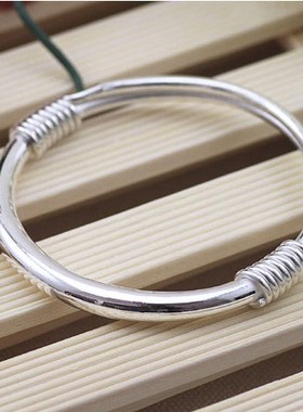 包邮光面圆肚简易百搭风纯银手镯