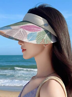 英伦大格子发箍式遮阳防晒空顶帽女夏季防紫外线加大帽檐太阳帽子
