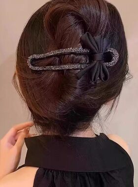 轻奢懒人抓夹镶钻抓夹女高级感发量少后脑勺盘发夹新款鸭嘴夹发饰