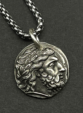 希腊纯银币射手座护身符项链吊坠