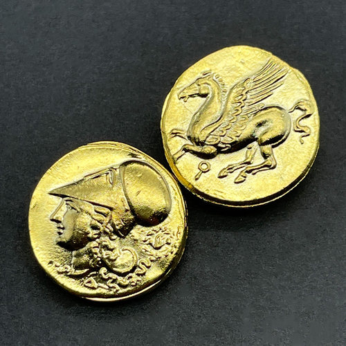 希腊神话金币项链智慧女神雅典娜飞马帕伽索斯镀金古币吊坠水瓶座 - 图2
