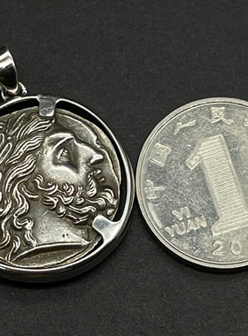 希腊银币项链纯银射手座宙斯吊坠